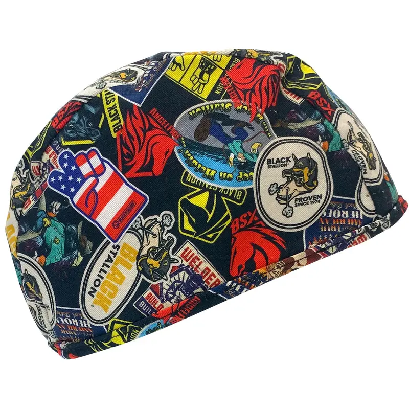 Black Stallion Exclusive “Sticker Collage” Cotton Welding Beanie #Bc5b-Sc 2