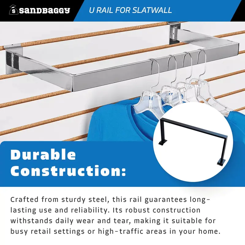 Black U Rail For Slatwall - 24" X 10" 3