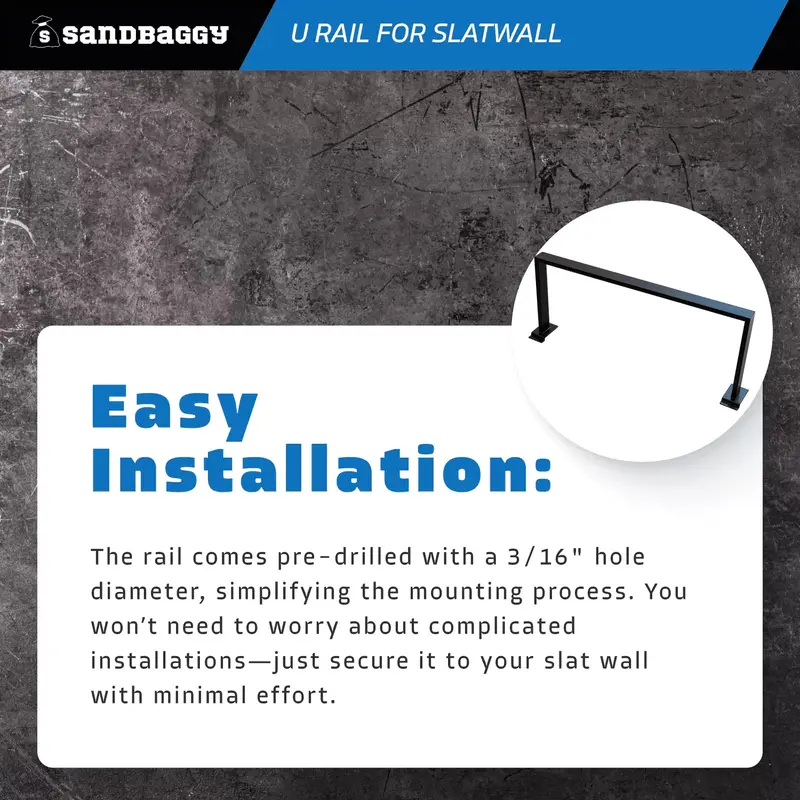Black U Rail For Slatwall - 24" X 10" 5