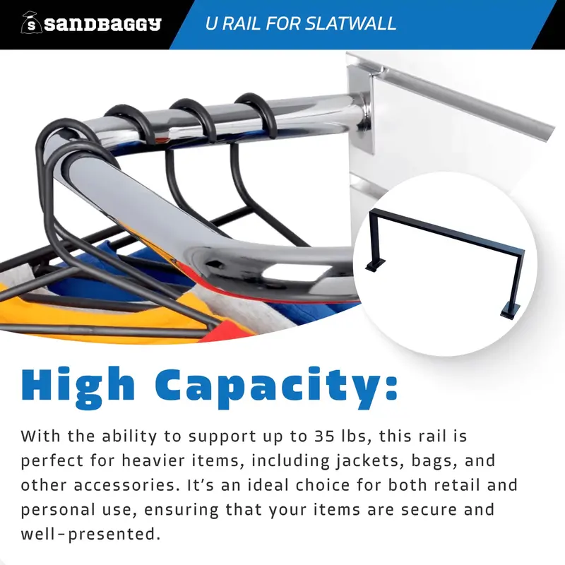 Black U Rail For Slatwall - 24" X 10" 6