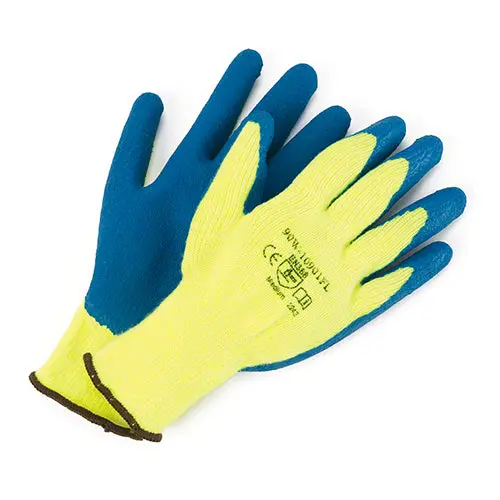 Blue Textured Rubber Hi-Viz, Fleece Liner Gloves 1