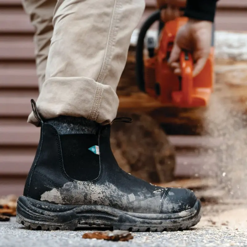 Blundstone 168 Unisex Slip-On Steel Toe Work & Safety Boot With Rubber Toe Cap - Black 1