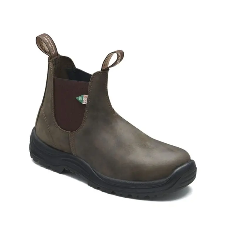 Blundstone 180 Waxy Rustic Brown Unisex Slip-On Steel Toe Work & Safety Boot 1