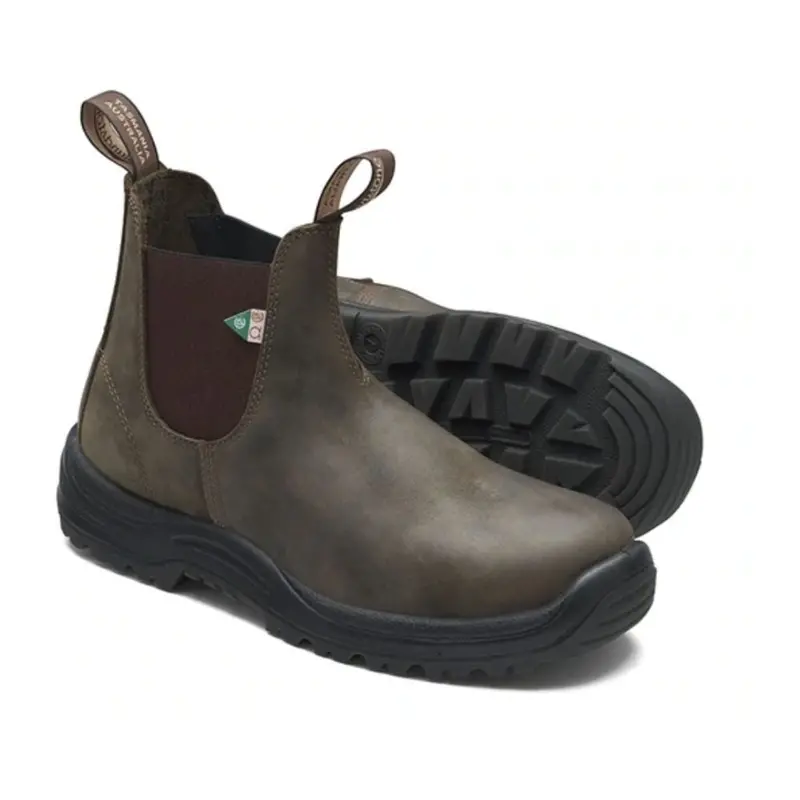 Blundstone 180 Waxy Rustic Brown Unisex Slip-On Steel Toe Work & Safety Boot 4