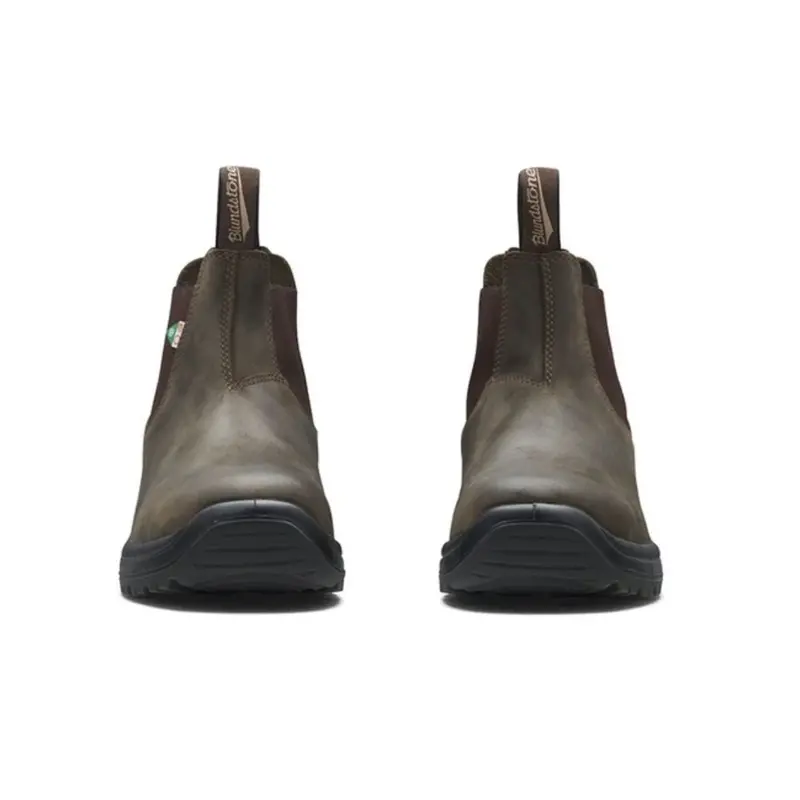 Blundstone 180 Waxy Rustic Brown Unisex Slip-On Steel Toe Work & Safety Boot 6