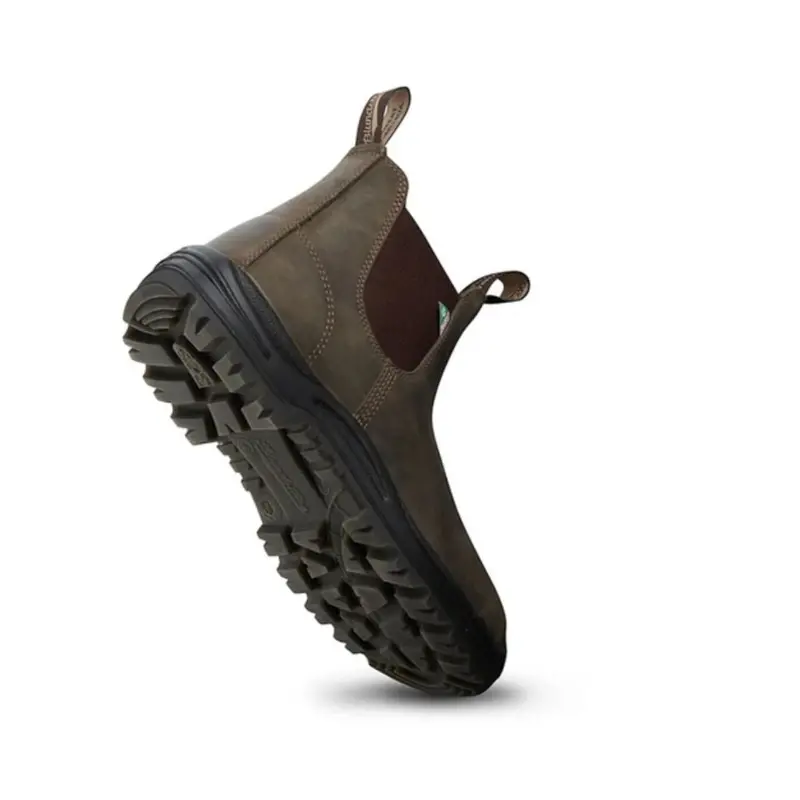 Blundstone 180 Waxy Rustic Brown Unisex Slip-On Steel Toe Work & Safety Boot 7