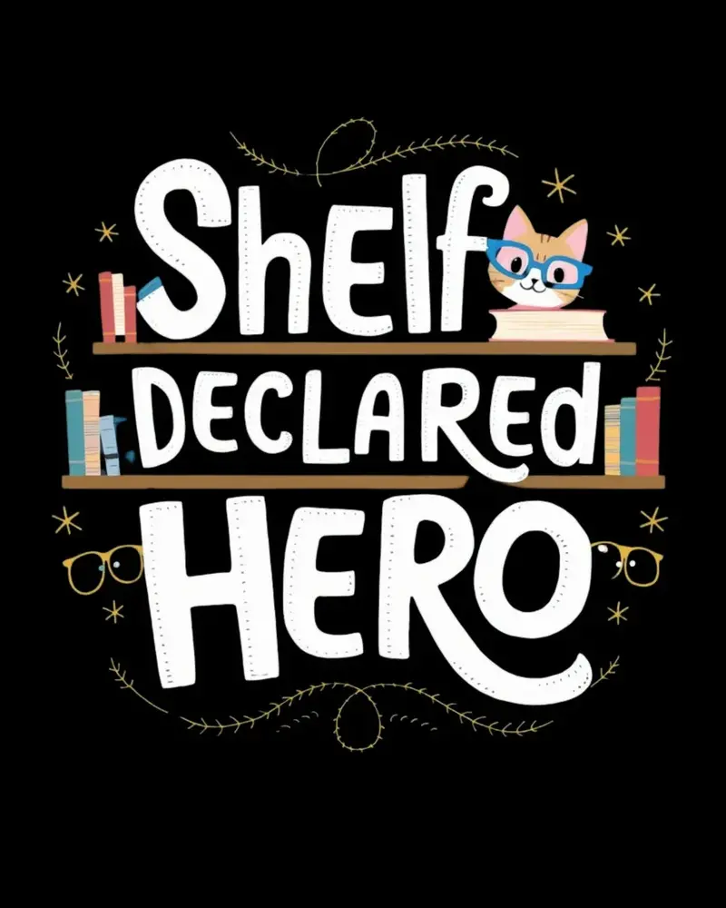 Book Lovers Shelf Declared Hero Cotton T-Shirt 2