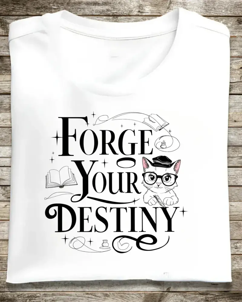 Book Lovers T-Shirt Forge Your Destiny Cotton T-Shirt 1