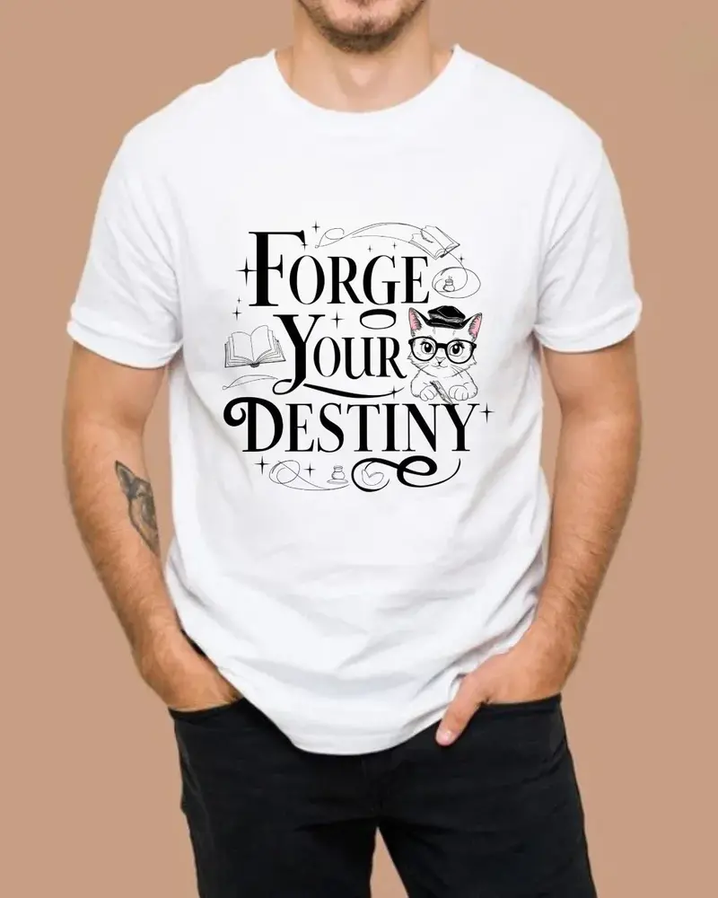 Book Lovers T-Shirt Forge Your Destiny Cotton T-Shirt 4