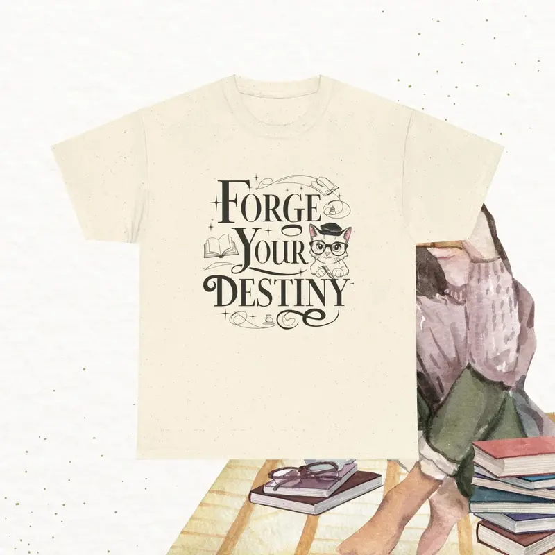 Book Lovers T-Shirt Forge Your Destiny Cotton T-Shirt 7