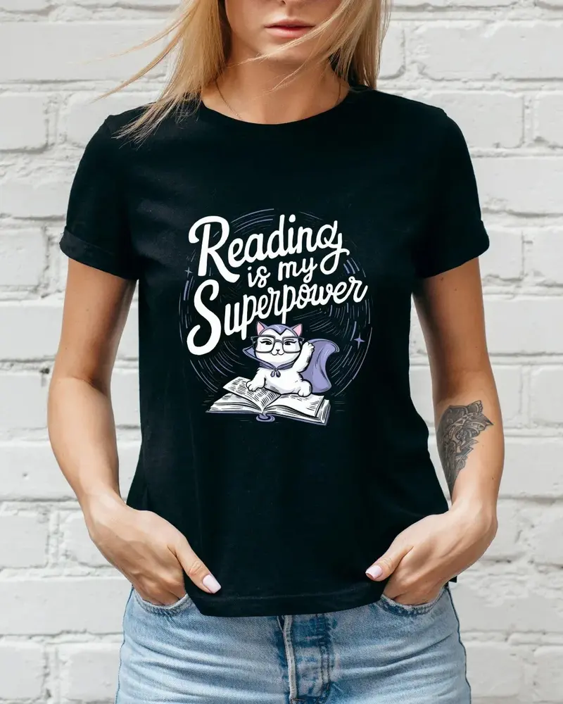Book Lovers T-Shirt Reading Is My Superpower Cotton Tshirt 3