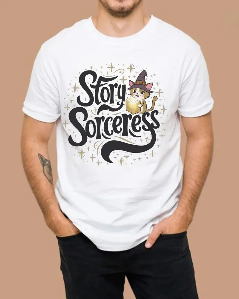 Book Lovers T-Shirt Story Sorcerer Cotton T-Shirt 4