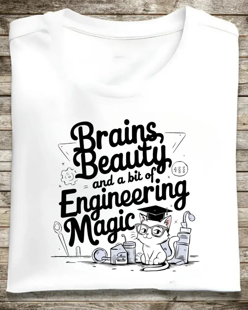 Brain Beauty & Bit Of Engineering Magic Cotton T-Shirt 1