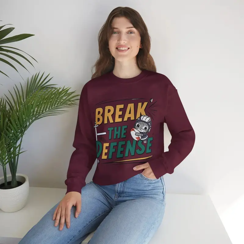 Break The Defence Rugby Heavy Unisex Cotton Crewneck Sweatshirt 11
