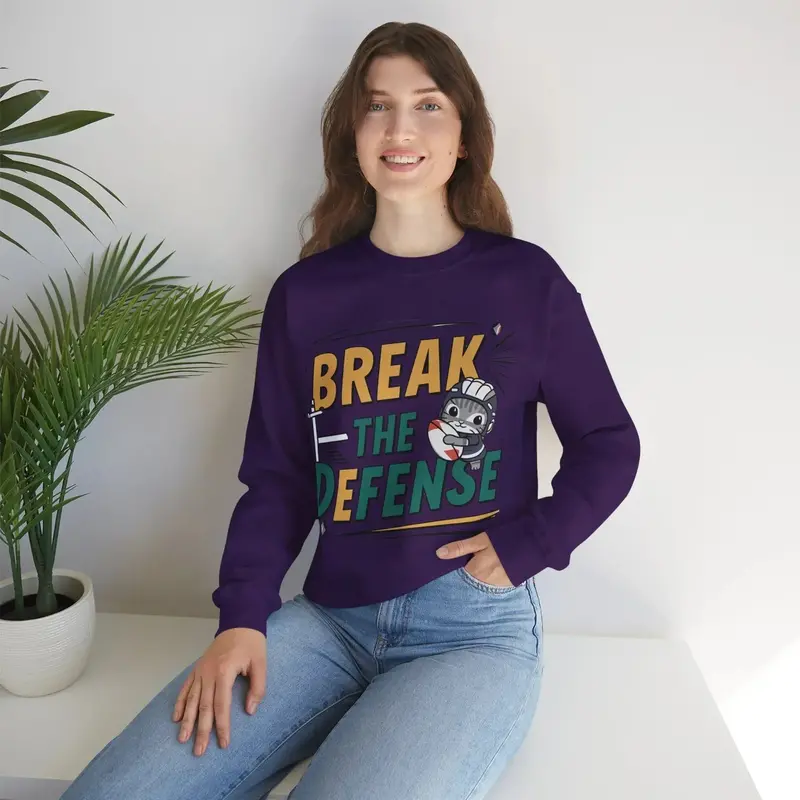 Break The Defence Rugby Heavy Unisex Cotton Crewneck Sweatshirt 12