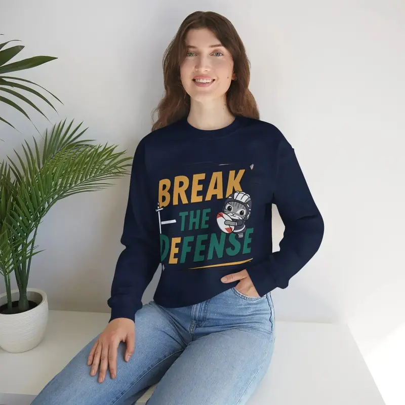 Break The Defence Rugby Heavy Unisex Cotton Crewneck Sweatshirt 8