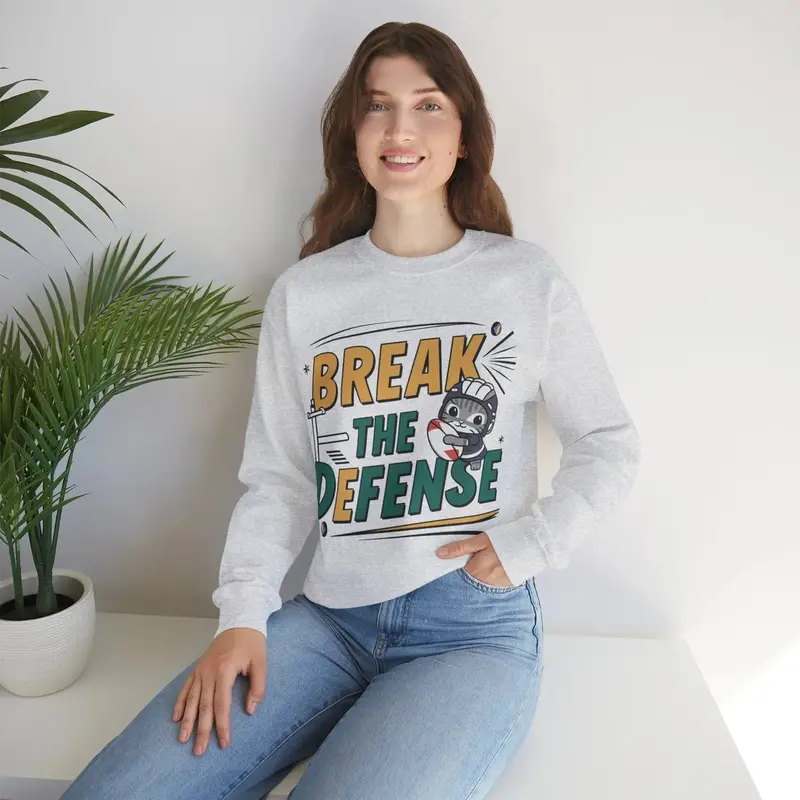 Break The Defence Rugby Heavy Unisex Cotton Crewneck Sweatshirt 9