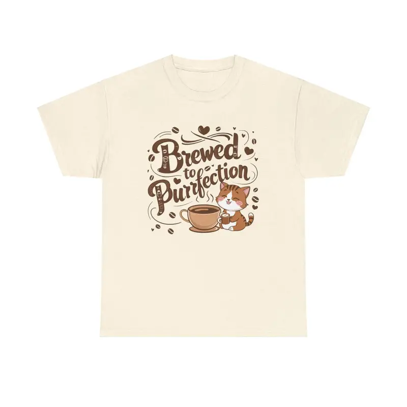 Brewed To Purrfection Coffee Cotton T-Shirt 6