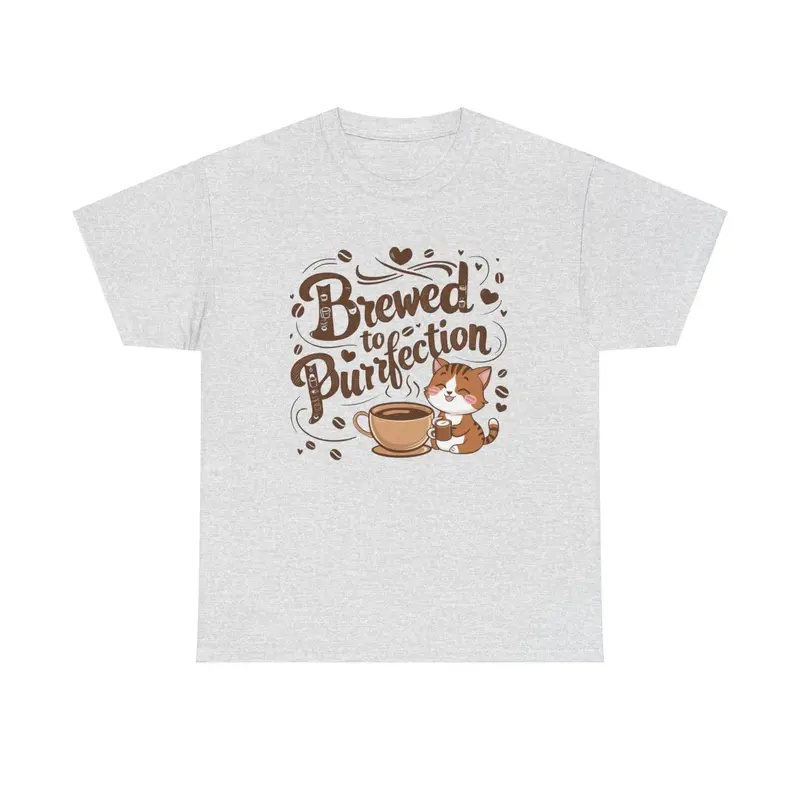 Brewed To Purrfection Coffee Cotton T-Shirt 8