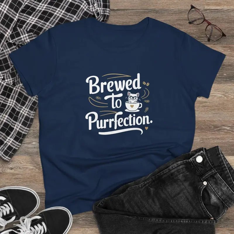 Brewed To Purrfection Coffee Lover Women T-Shirt 2