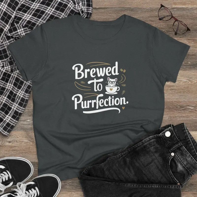 Brewed To Purrfection Coffee Lover Women T-Shirt 6