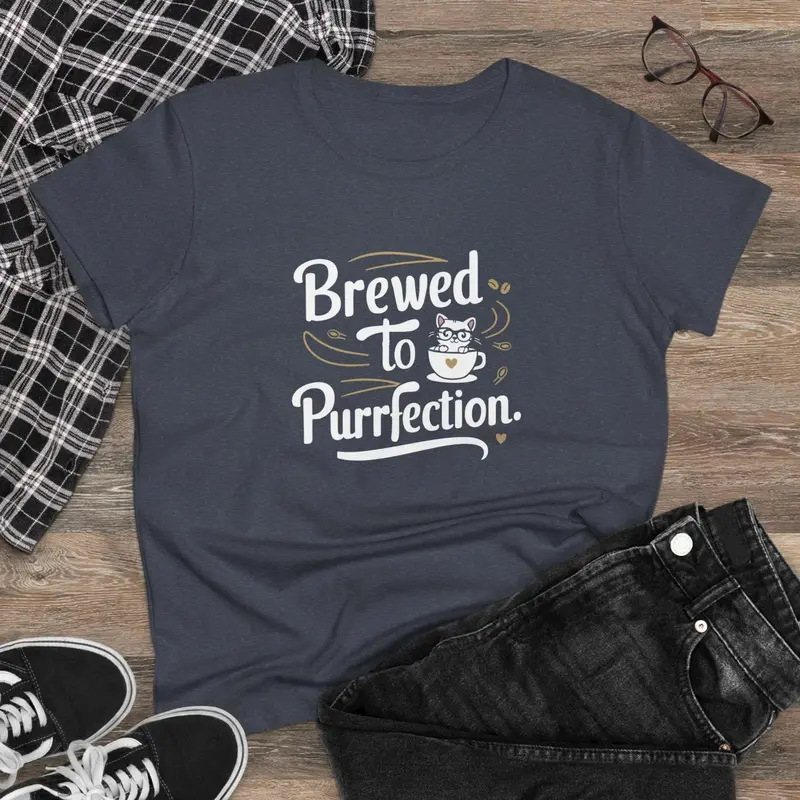 Brewed To Purrfection Coffee Lover Women T-Shirt 7