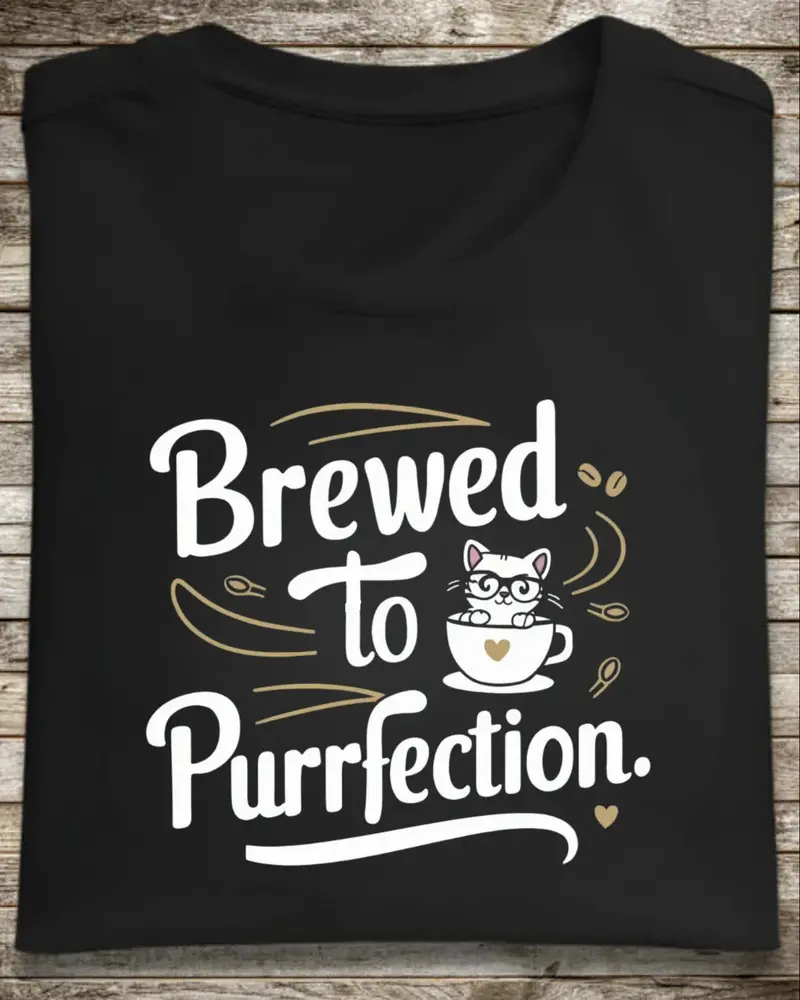 Brewed To Purrfection Cotton Tee 1