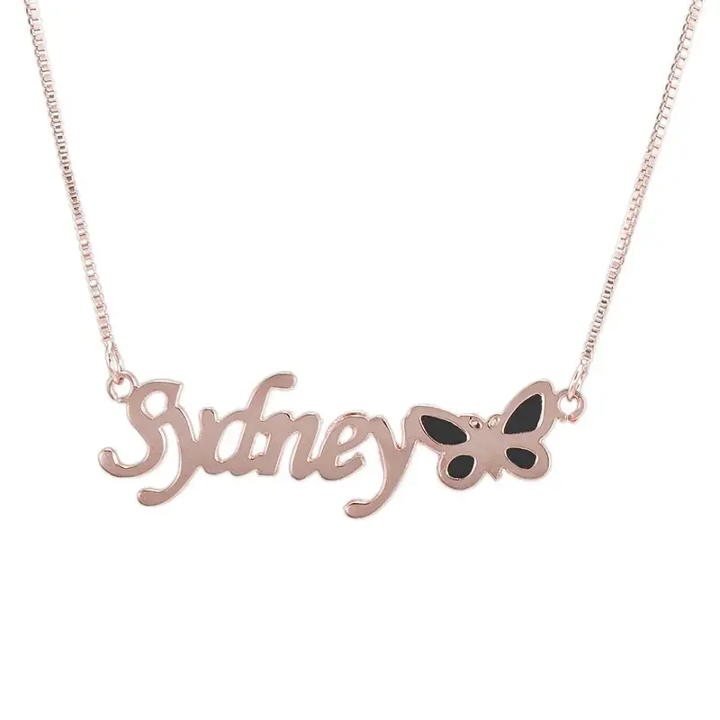 Butterfly Motif Custom Name Necklace
