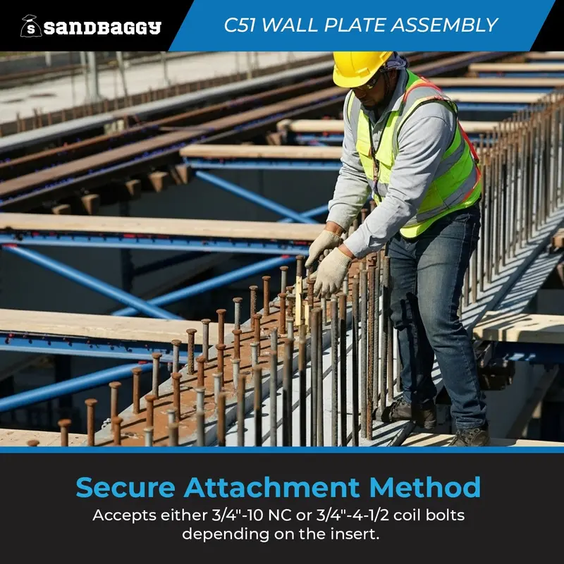 C51 Wall Plate Assembly For C49 Bridge Overhang Brackets – Mounts To 3/4" Concrete Inserts 5