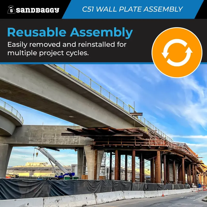 C51 Wall Plate Assembly For C49 Bridge Overhang Brackets – Mounts To 3/4" Concrete Inserts 6