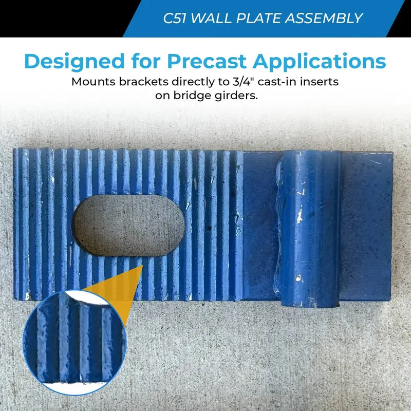 C51 Wall Plate Assembly For C49 Bridge Overhang Brackets – Mounts To 3/4" Concrete Inserts 7