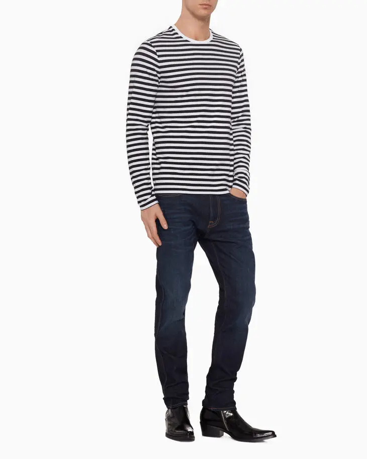Calvin Klein Stripe Crew Neck Tee J313870 Wht/Blk 1