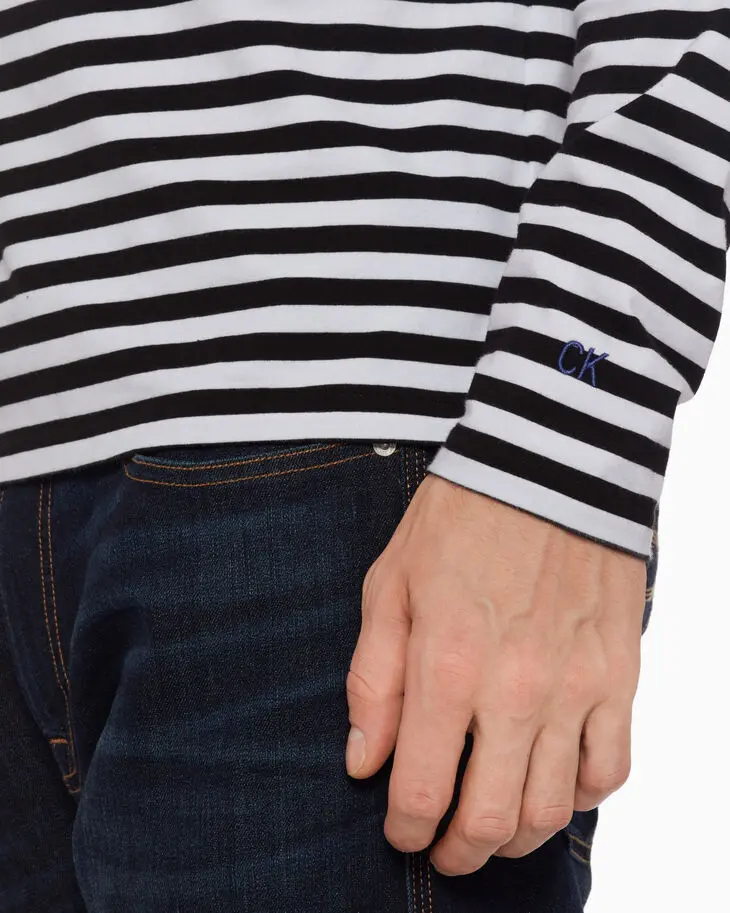Calvin Klein Stripe Crew Neck Tee J313870 Wht/Blk 3