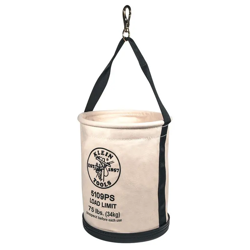 Canvas Bucket, Wide Straight-Wall With Pocket, Swivel Snap, 12-Inch #5109Ps 1