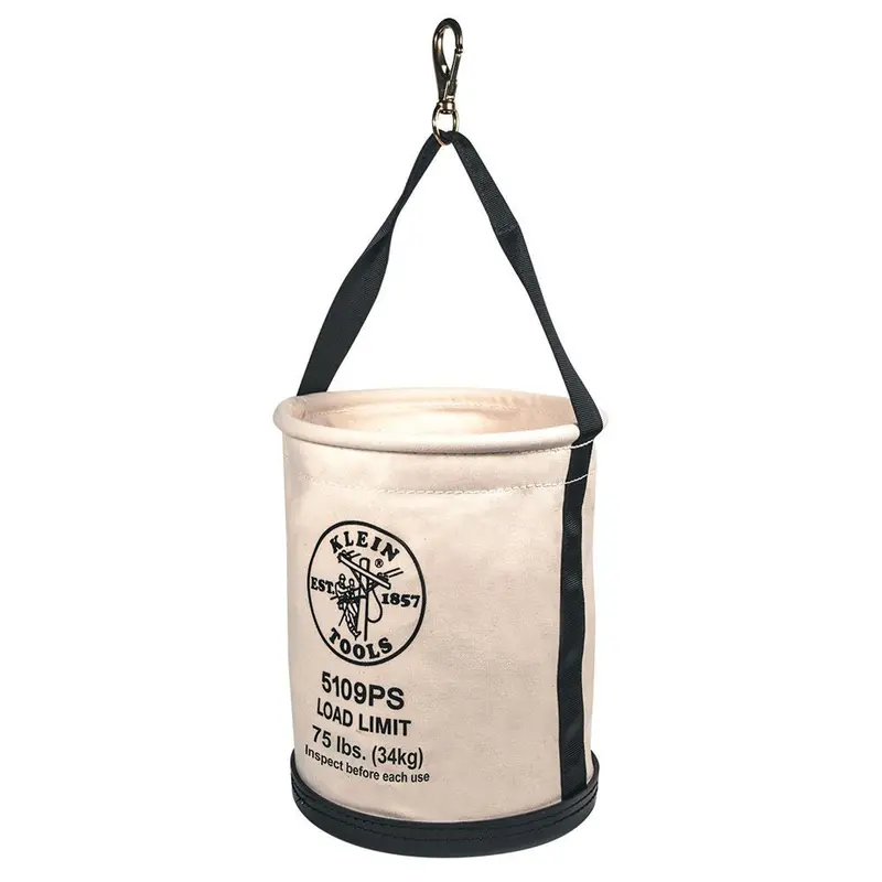 Canvas Bucket, Wide Straight-Wall With Pocket, Swivel Snap, 12-Inch #5109Ps 2