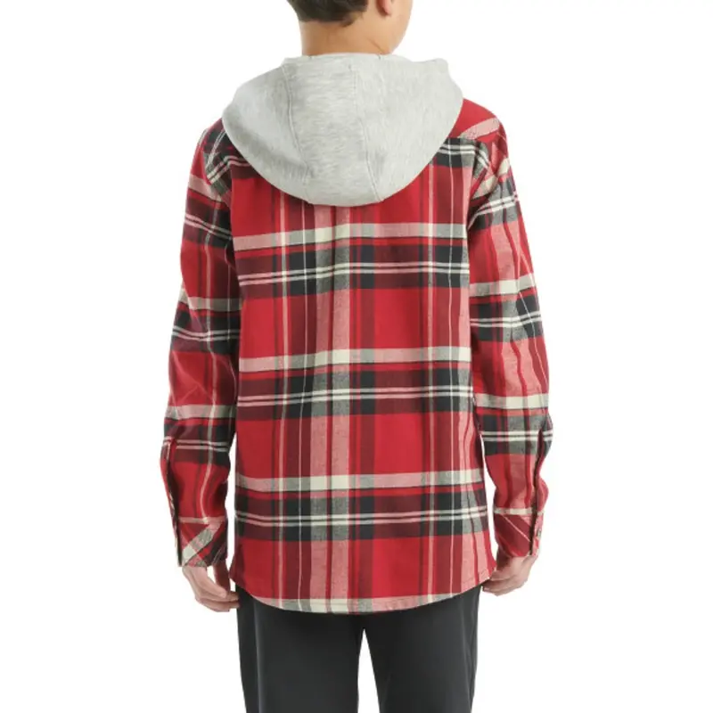 Carhartt Boys' Long Sleeve Flannel Button-Front Hooded Shirt 3