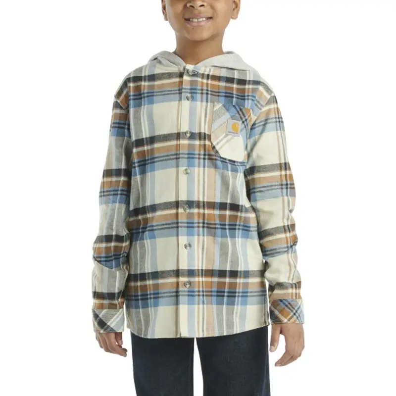 Carhartt Boys' Long Sleeve Flannel Button-Front Hooded Shirt 5