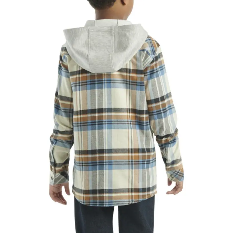 Carhartt Boys' Long Sleeve Flannel Button-Front Hooded Shirt 6