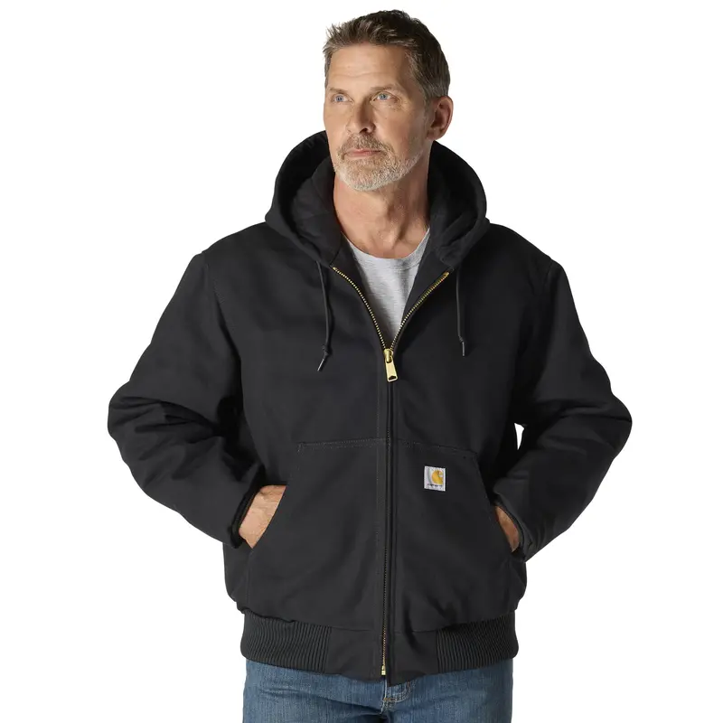 Carhartt Men's Flannel Lined Firm Duck Zip Hooded Active Jacket 1