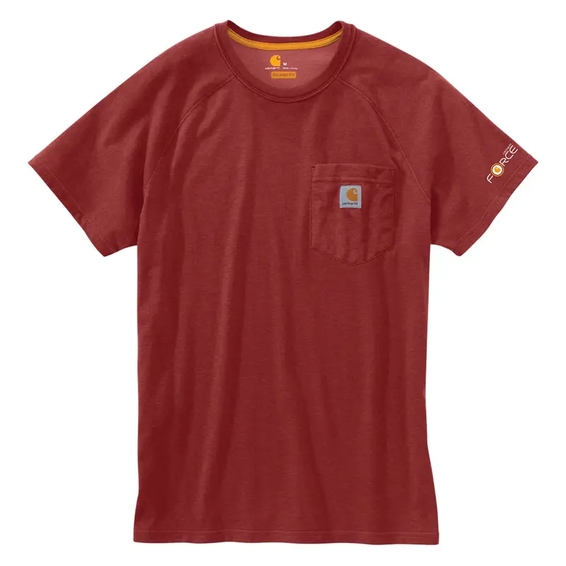 Carhartt Men's Force® Delmont Short Sleeve T-Shirt_Dark Barn Red Heather 1