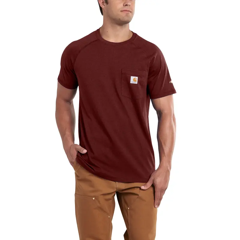 Carhartt Men's Force® Delmont Short Sleeve T-Shirt_Red/Brown Heather 1