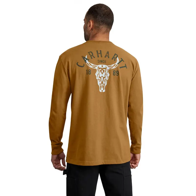 Carhartt Men's Heavyweight Pocket Longhorn Graphic Long Sleeve T-Shirt 1