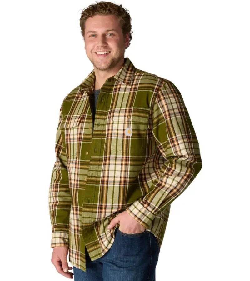 Carhartt Men's Loose Fit Heavyweight Long Sleeve Flannel Plaid Work Shirt 1