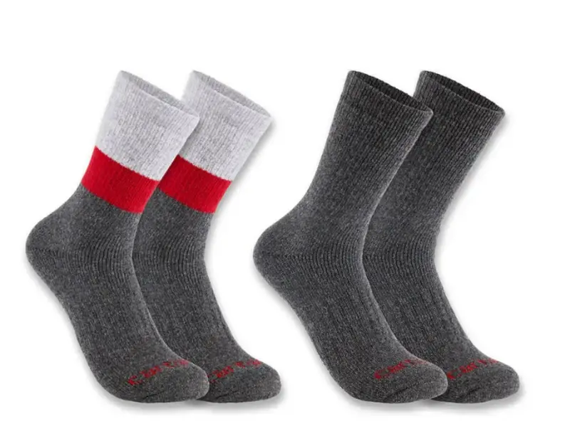 Carhartt Men's Midweight Synthetic Wool Blend Colorblock Crew Sock 2 Pack 1