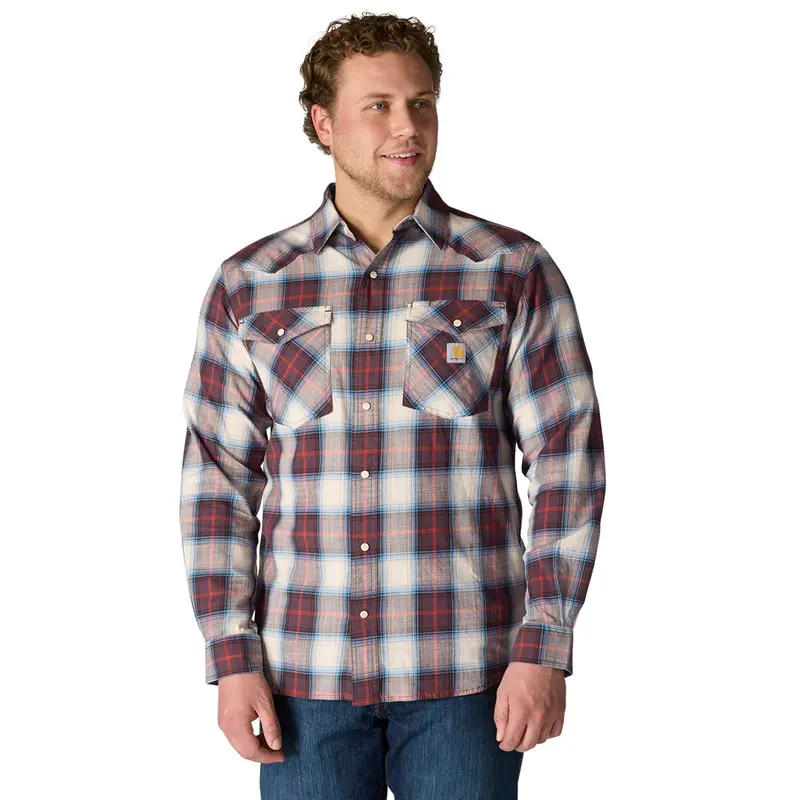 Carhartt Men's Montana Relaxed Fit Lightweight Snap-Front Long Sleeve Plaid Shirt 2