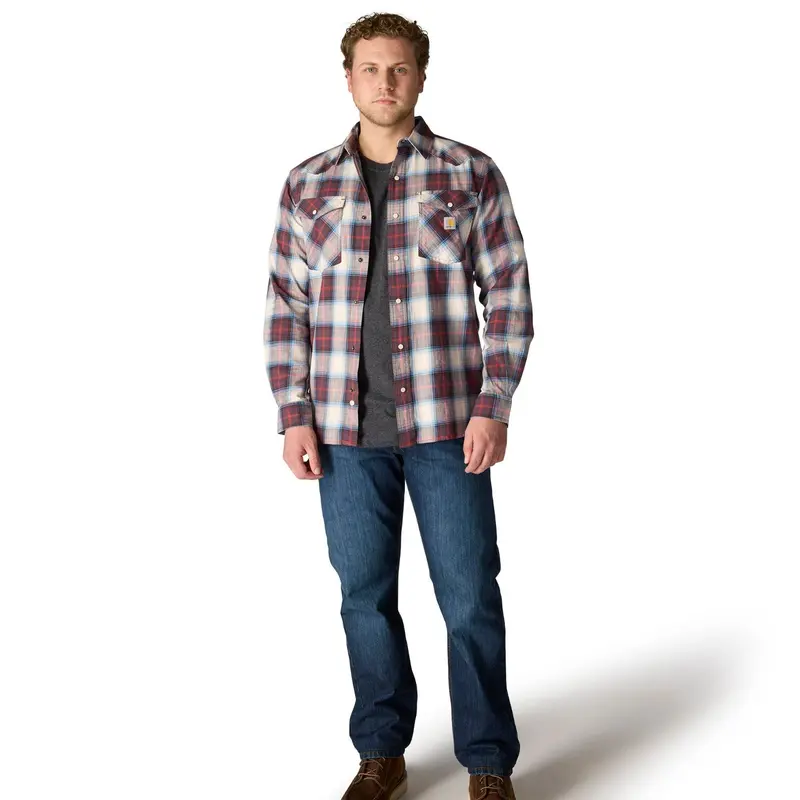 Carhartt Men's Montana Relaxed Fit Lightweight Snap-Front Long Sleeve Plaid Shirt 3