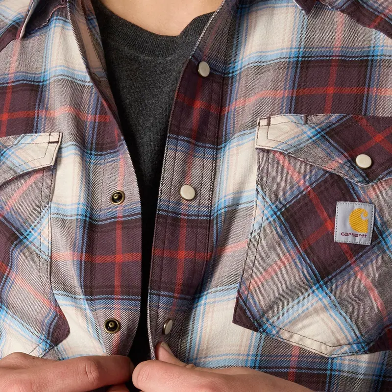 Carhartt Men's Montana Relaxed Fit Lightweight Snap-Front Long Sleeve Plaid Shirt 4