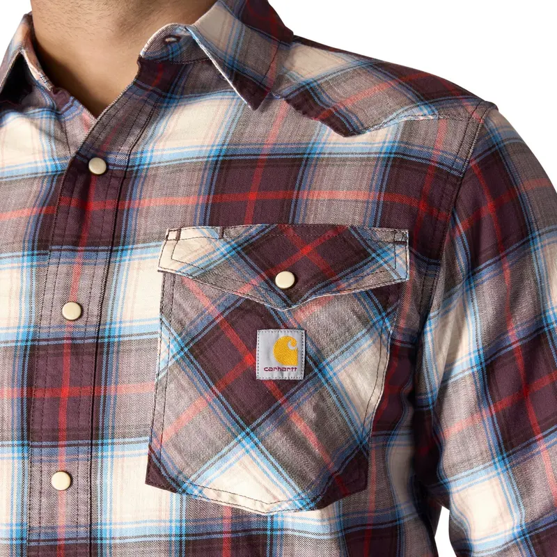 Carhartt Men's Montana Relaxed Fit Lightweight Snap-Front Long Sleeve Plaid Shirt 5