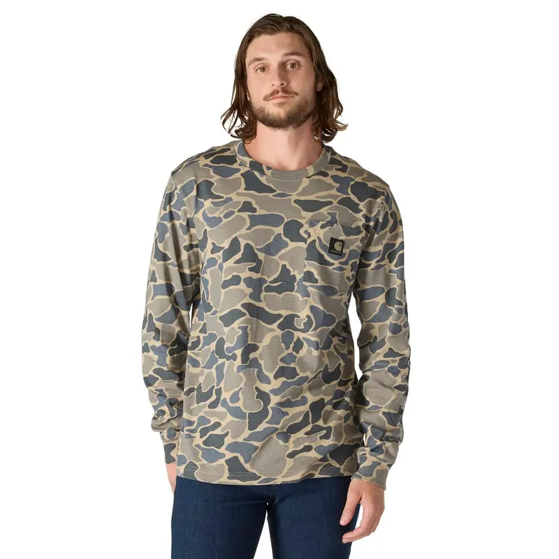 Carhartt Men's Relaxed Fit Pocket Camo Logo Graphic Long Sleeve T-Shirt 1