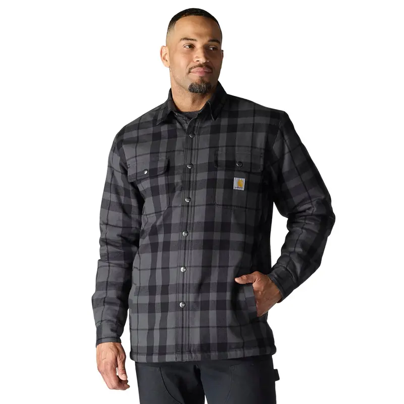 Carhartt Men's Relaxed Fit Sherpa-Lined Long Sleeve Flannel Shirt Jac 1